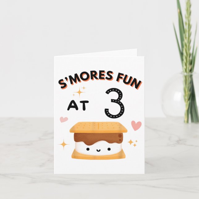 Smores Fun Camping Birthday 3 Years Old Camper 3rd Card (Front)