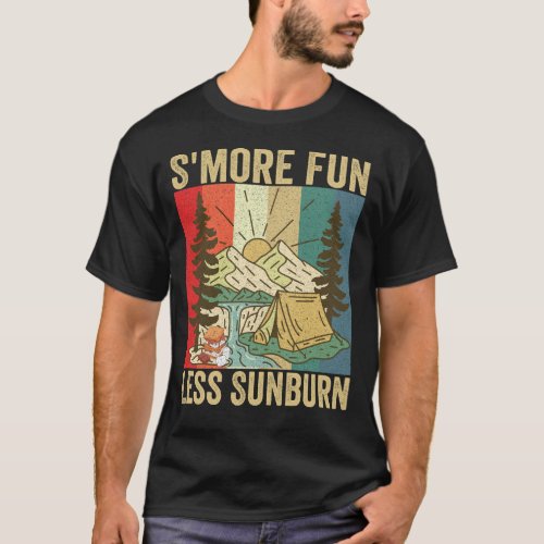 Smores Fun Less Sunburn Funny Vintage Outdoors T_Shirt