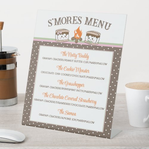 SMores gender reveal baby shower bonfire menu Pedestal Sign