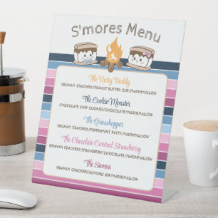 S'Mores gender reveal party editable menu Pedestal Sign