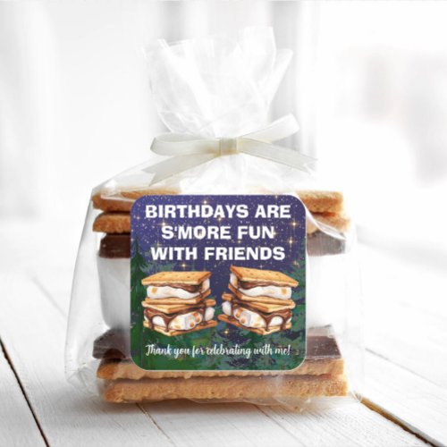 Smores Glamping Birthday Party Square Sticker