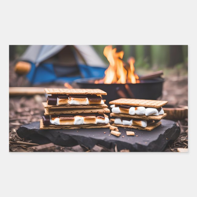 S'mores In Front Of Campfire Sticker (Front)