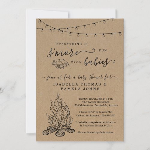 Smores Joint Baby Shower Invitation