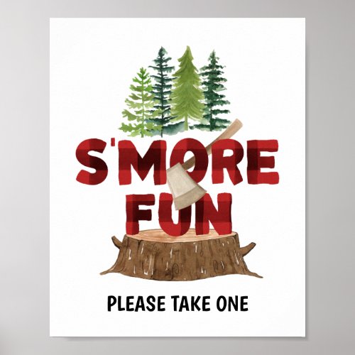 Smores Lumberjack Birthday Party Sign Poster
