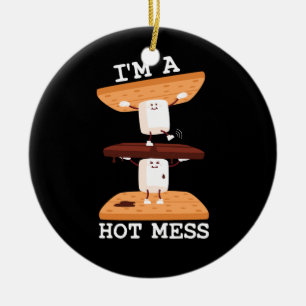 Smores Marshmallows Funny Campfire I'm A Hot Mess  Ceramic Ornament