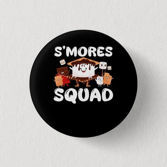 S'mores Marshmallows Funny Smores Squad Camping Ca Button (Front)