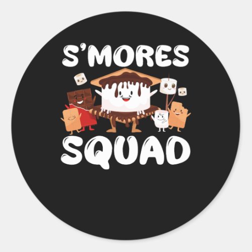 Smores Marshmallows Funny Smores Squad Camping Ca Classic Round Sticker