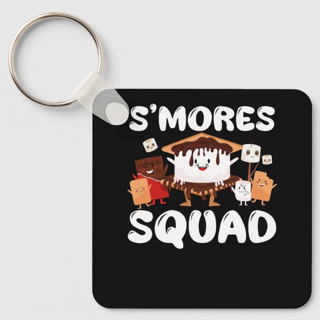 S'mores Marshmallows Funny Smores Squad Camping Ca Keychain (Front)
