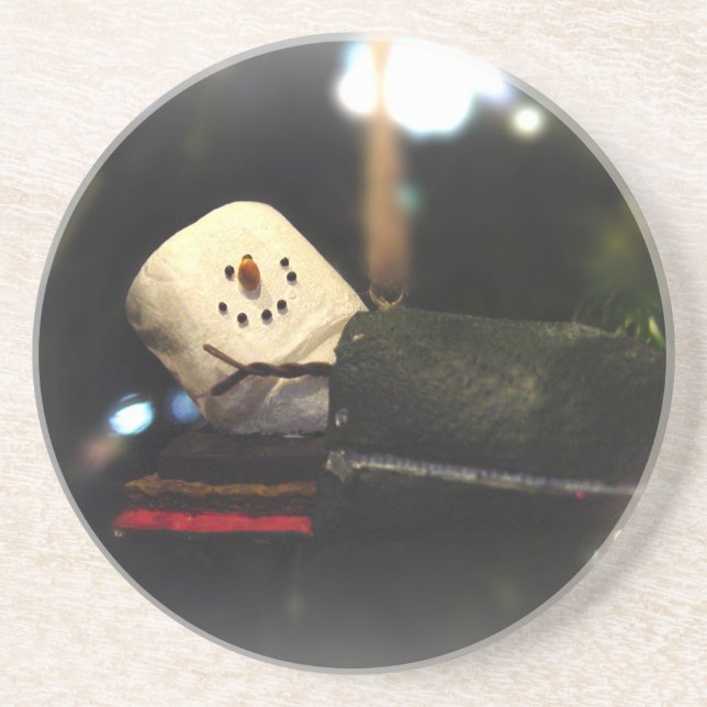 S'mores Sleeping Bag Christmas Drink Coaster (Front)