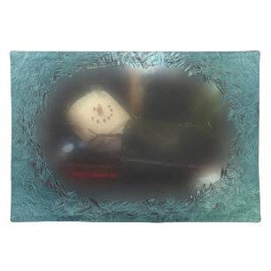 S'mores Snowman Sleepingbag Blue Cloth Placemat