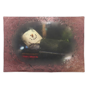 S'mores Snowman Sleepingbag Red Cloth Placemat