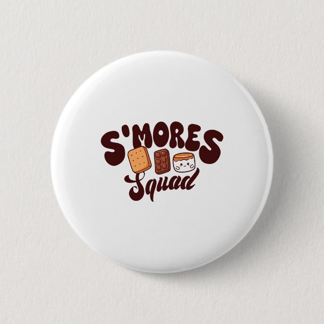 S'mores Squad Camping Campfire Chocolate Marshmall Button (Front)