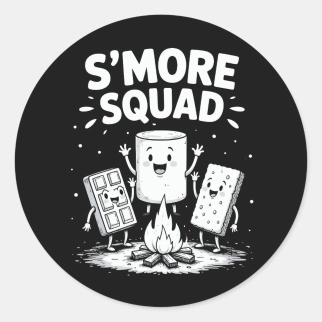 S'mores Squad Camping Campfire Cute Marshmallow Classic Round Sticker (Front)