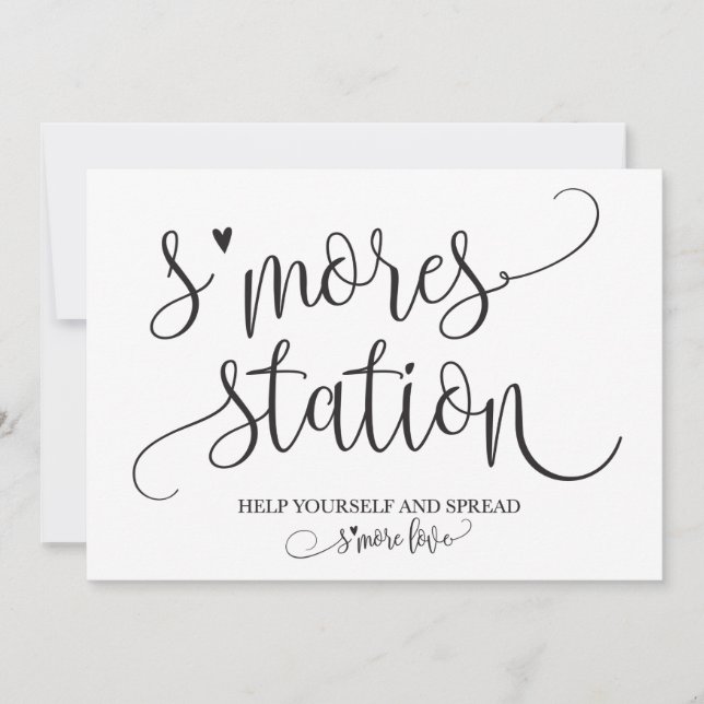 S'mores Station Favor Party Signage Invitation (Front)