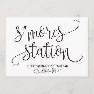 S'mores Station Favor Party Signage Invitation