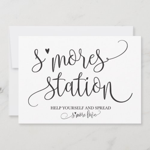 Smores Station Favor Party Signage Invitation
