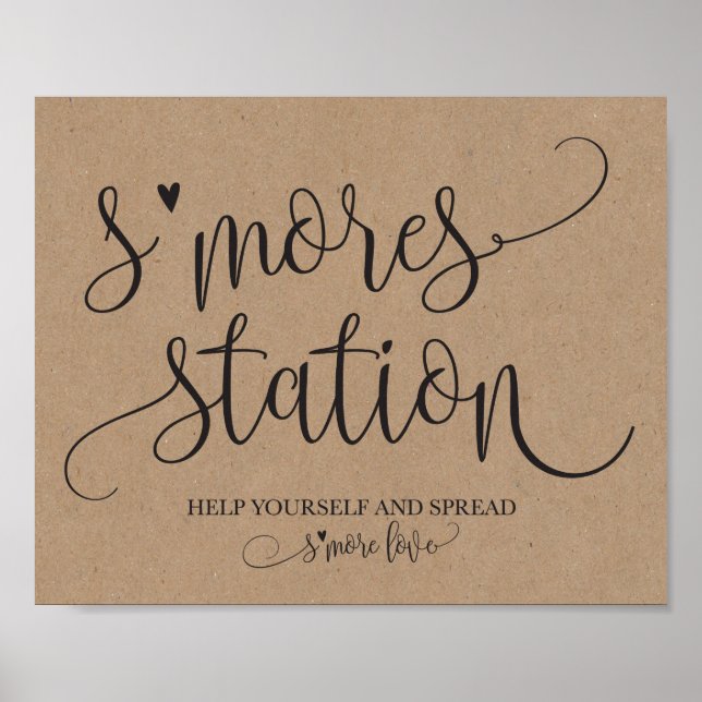 S'mores Station Favor Party Signage Poster (Front)
