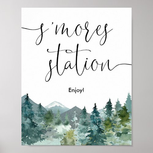 Smores station smores bar rustic mountains poster