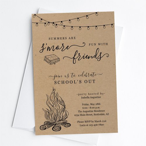 Smores Summer End of School Year Party Invitation