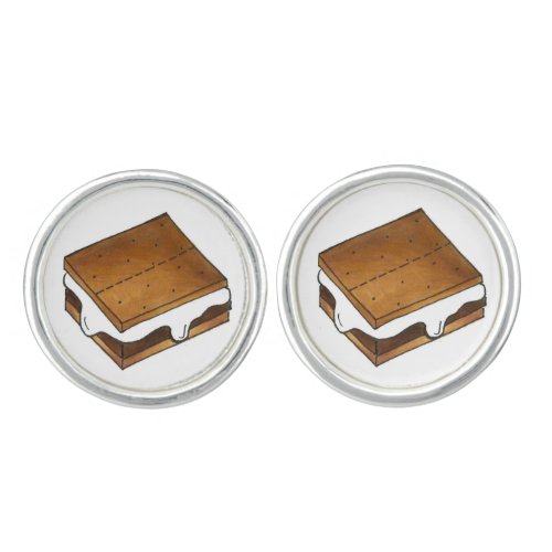 Smores Toasted Marshmallow Campfire Smore Foodie Cufflinks
