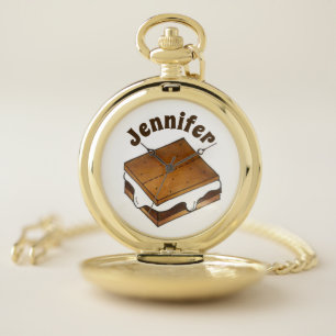S'mores Toasted Marshmallow Campfire Smore Foodie Pocket Watch