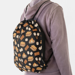 S'mores Vintage Camping Marshmallow Bonfire Camp Drawstring Bag