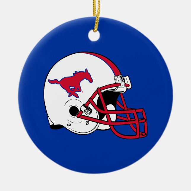 SMU Football Ceramic Ornament (Front)