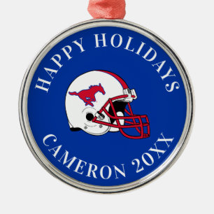 SMU Football Metal Ornament