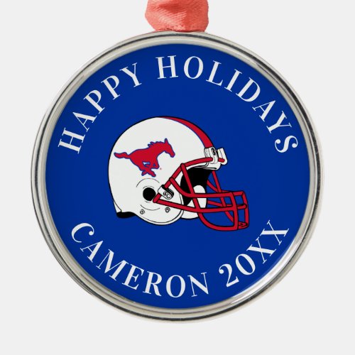 SMU Football Metal Ornament