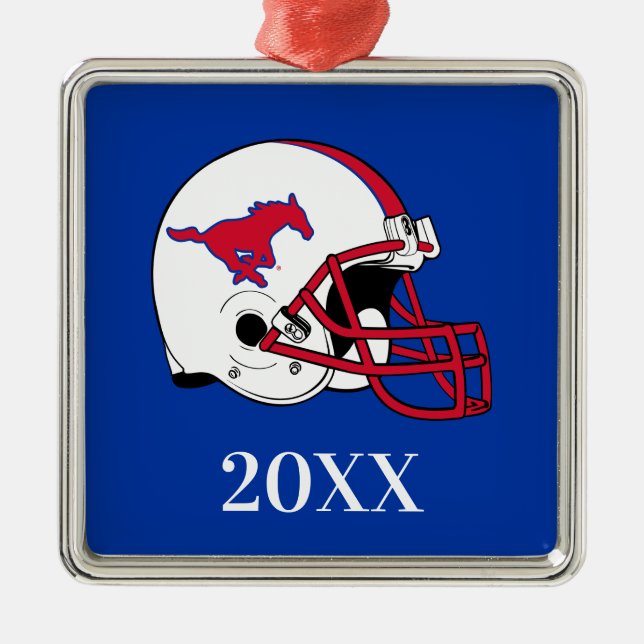 SMU Football Metal Ornament (Front)