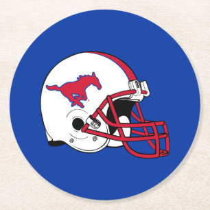 SMU Football Round Paper Coaster