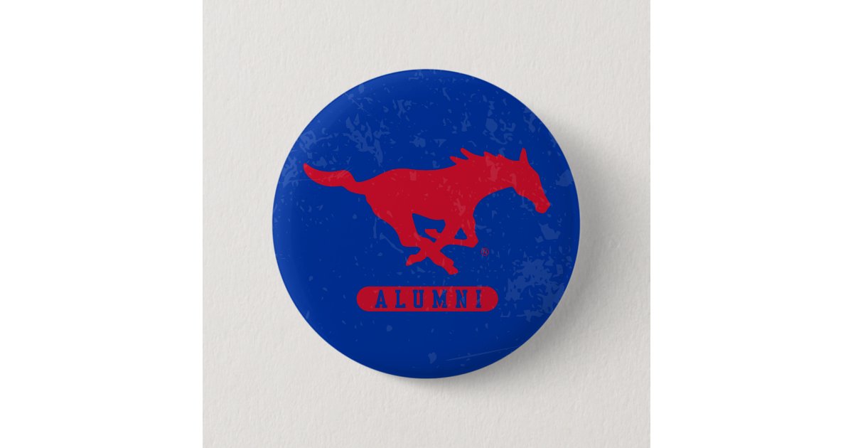 SMU Mustangs Alumni Distressed Button | Zazzle