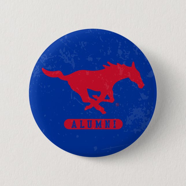 SMU Mustangs Alumni Distressed Button (Front)