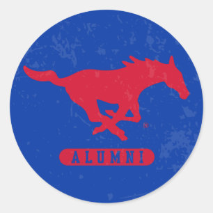 SMU Mustangs Alumni Distressed Classic Round Sticker