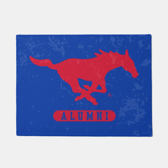 SMU Mustangs Alumni Distressed Doormat (Front)