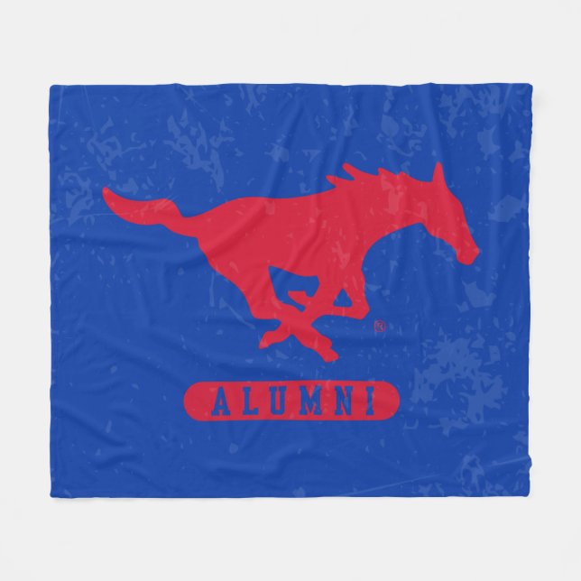 SMU Mustangs Alumni Distressed Fleece Blanket (Front (Horizontal))