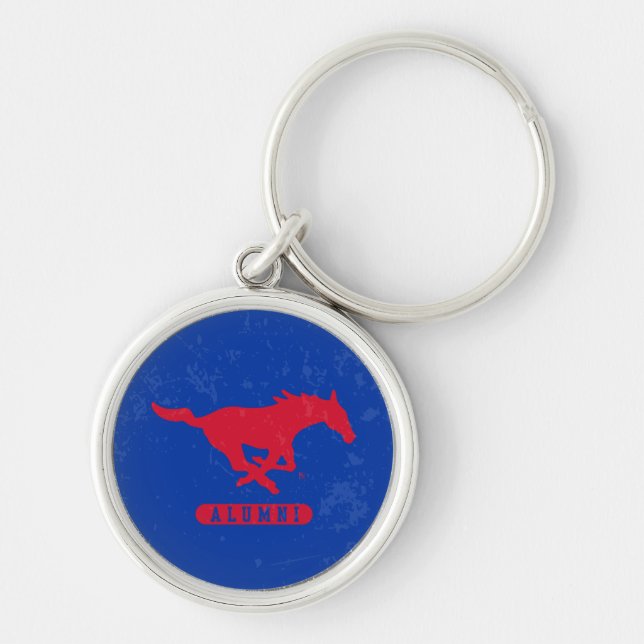 SMU Mustangs Alumni Distressed Keychain (Front)