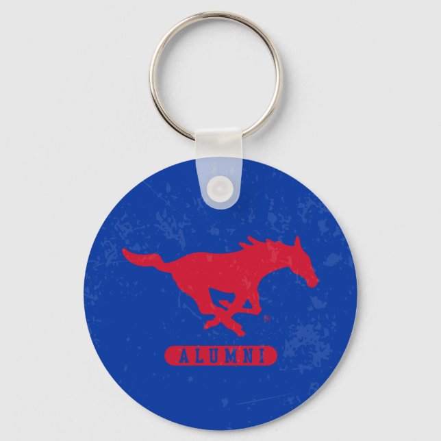 SMU Mustangs Alumni Distressed Keychain (Front)