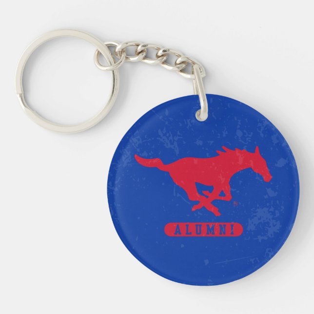 SMU Mustangs Alumni Distressed Keychain (Front)