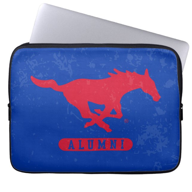 SMU Mustangs Alumni Distressed Laptop Sleeve (Front)