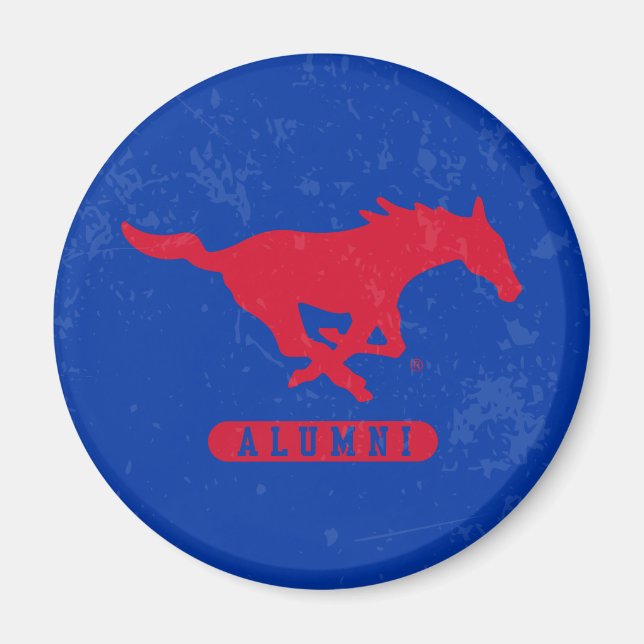 SMU Mustangs Alumni Distressed Magnet (Front)