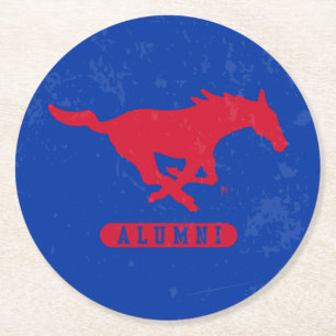 SMU Mustangs Alumni Distressed Round Paper Coaster