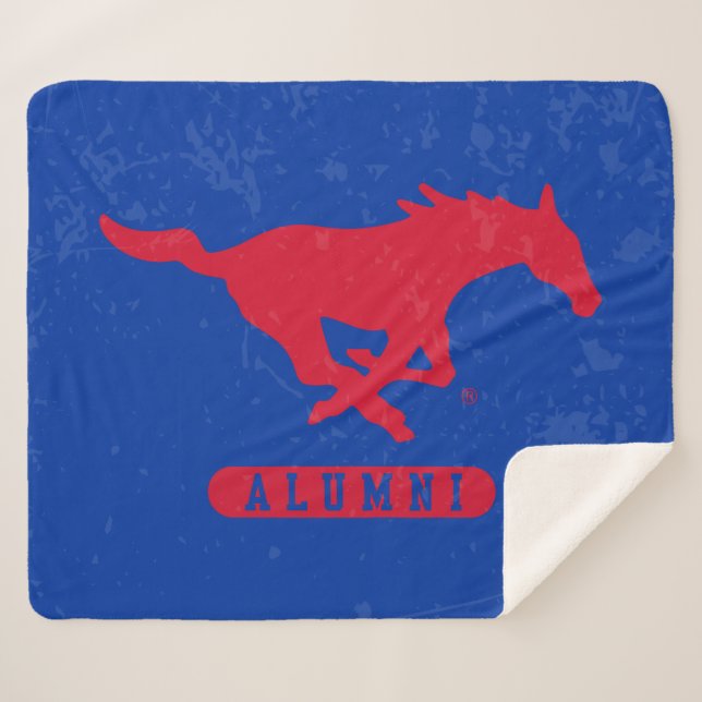 SMU Mustangs Alumni Distressed Sherpa Blanket (Front (Horizontal))