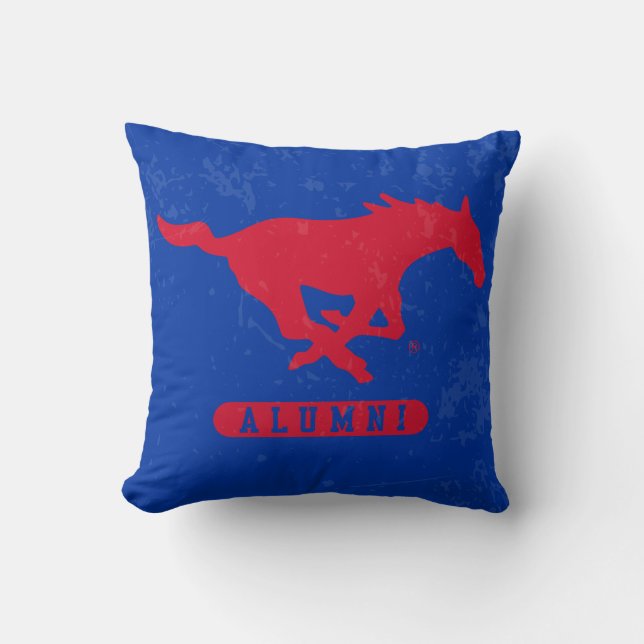SMU Mustangs Alumni Distressed Throw Pillow (Front)