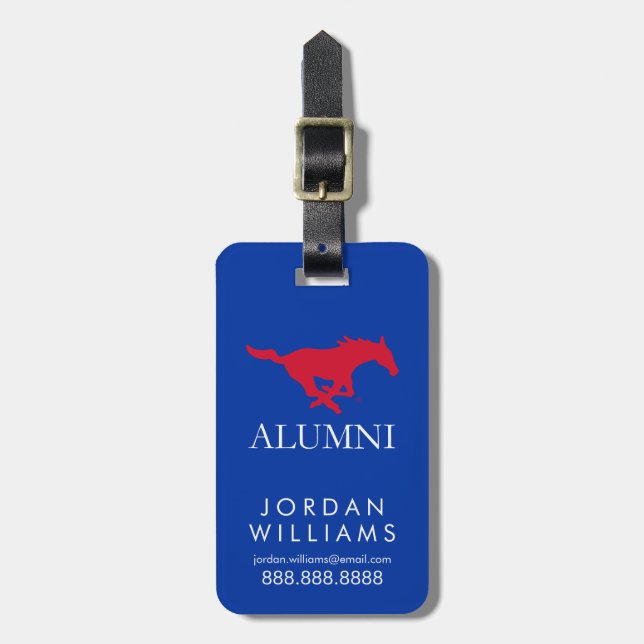 SMU Mustangs Alumni Luggage Tag (Front Vertical)