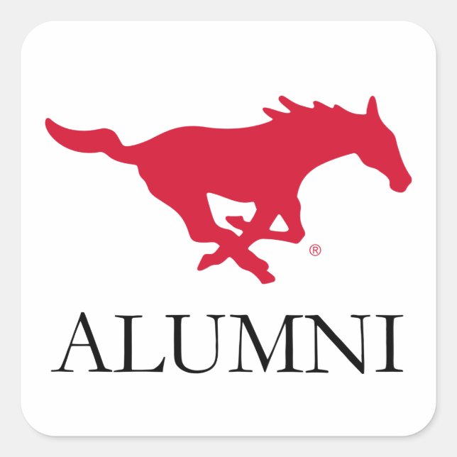 SMU Mustangs Alumni Square Sticker (Front)