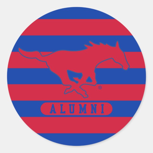 SMU Mustangs Alumni Stripes Classic Round Sticker (Front)