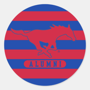 SMU Mustangs Alumni Stripes Classic Round Sticker