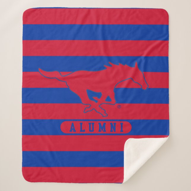 SMU Mustangs Alumni Stripes Sherpa Blanket (Front)