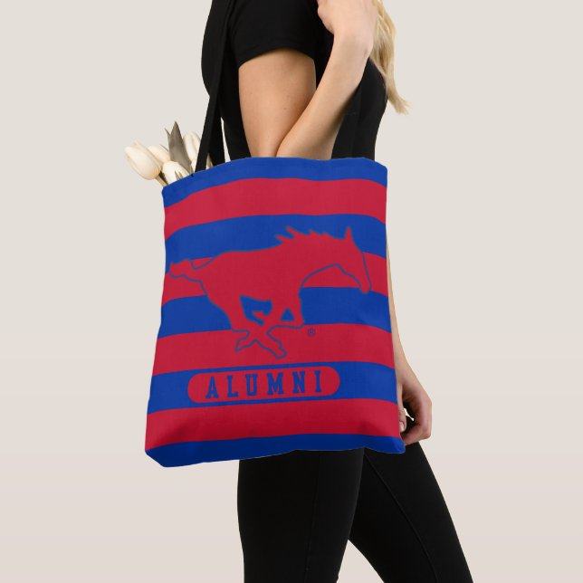 SMU Mustangs Alumni Stripes Tote Bag (Close Up)